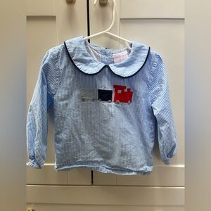 Stitchy fish train collared shirt